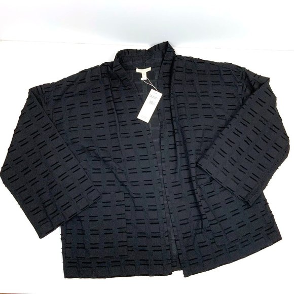 New Eileen Fisher Soffo Black Textured Organic Cotton Jacket Sz 1X - Picture 13 of 16